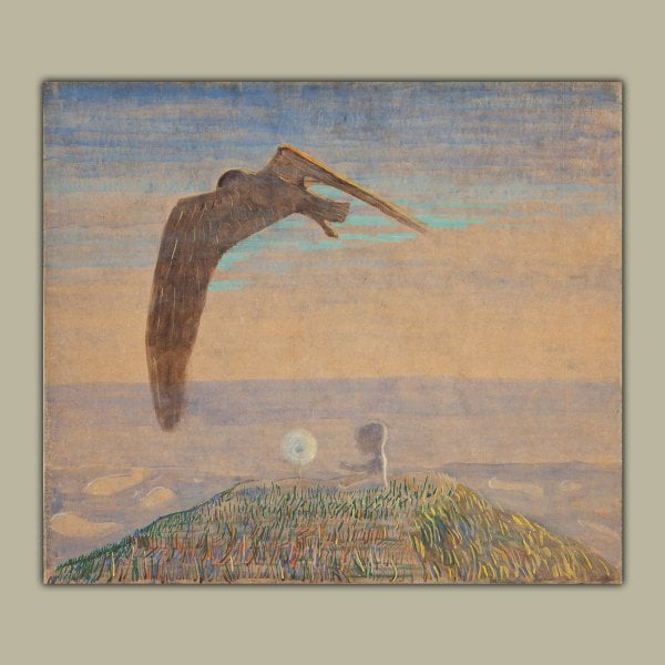 Šilkinė skarelė su M. K. Čiurlionio paveikslu Pasaka. Karalaitės kelionė